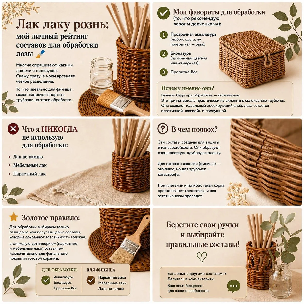 🌿 Подготовила свой личный рейтинг составов для обработки бумажной лозы.