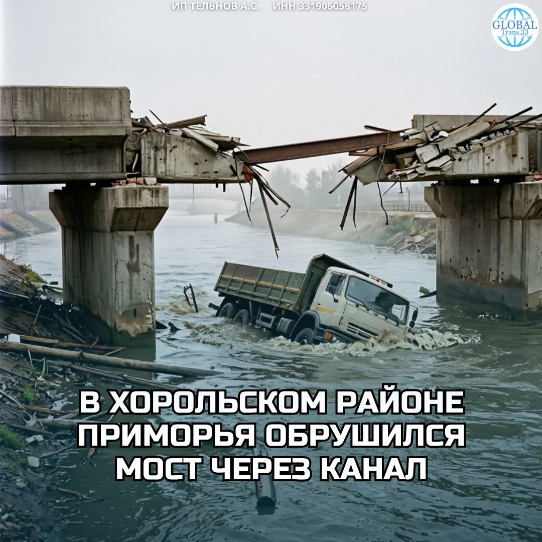 В Хорольском районе Приморского края произошло обрушение автомобильного моста. В резуль...