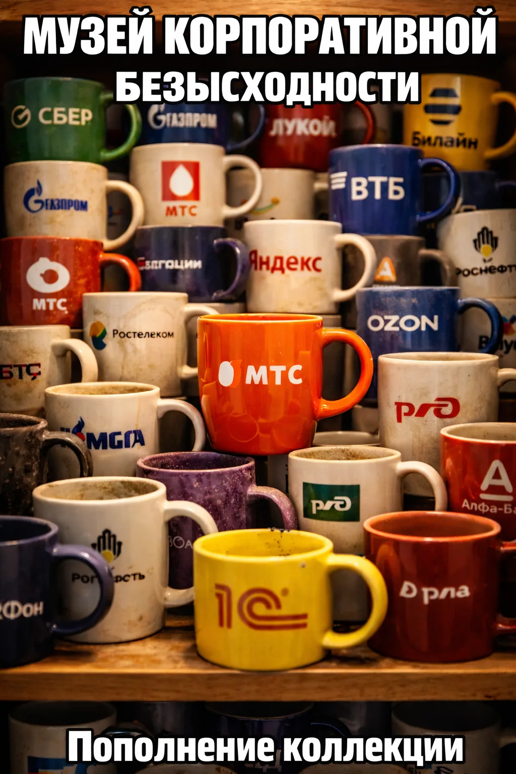 Шкаф среднестатистического сотрудника.

Кружка от газовой компании, две от крупных банков, одна от I