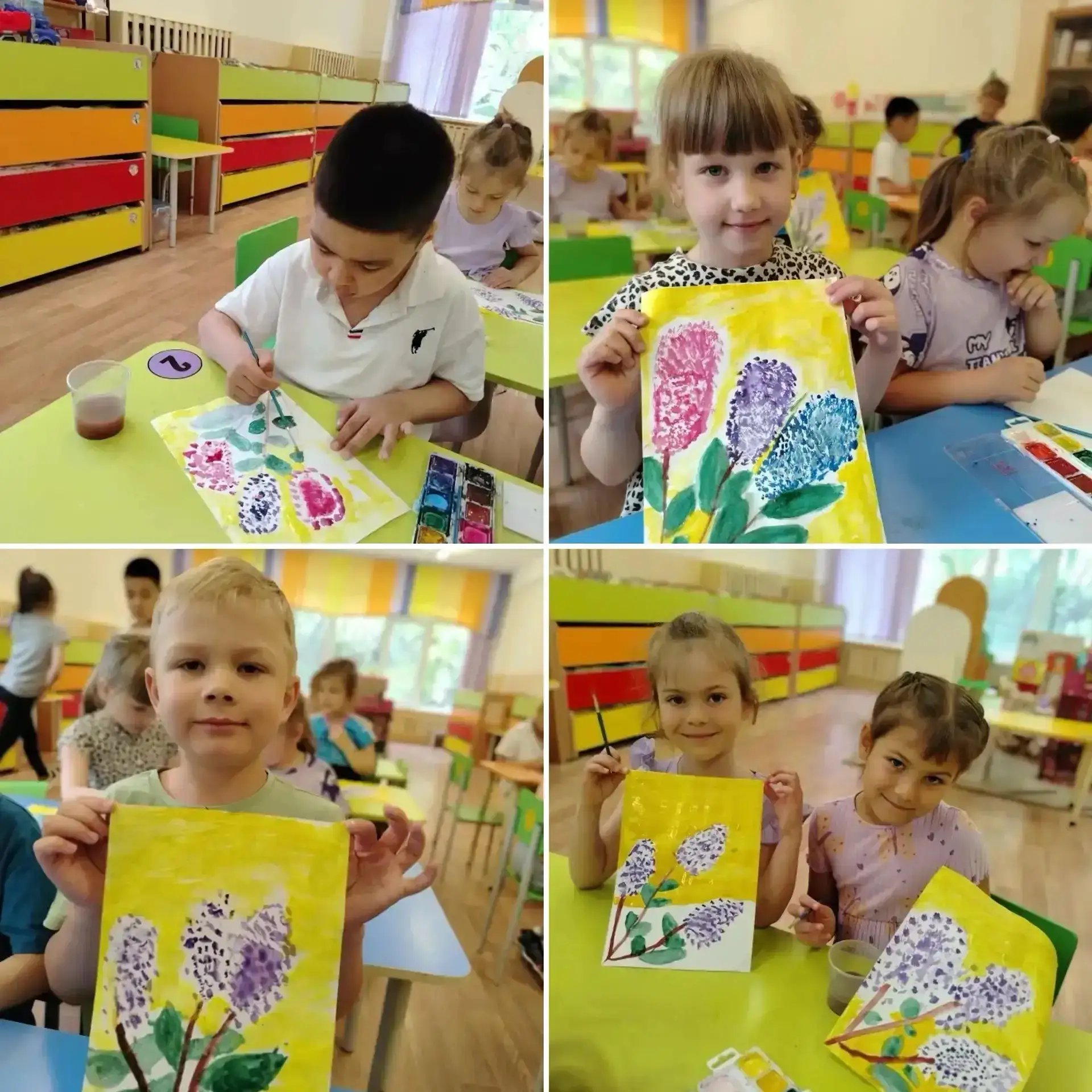 Рисование Ветка сирени в подготовительной группе Маргаритки.