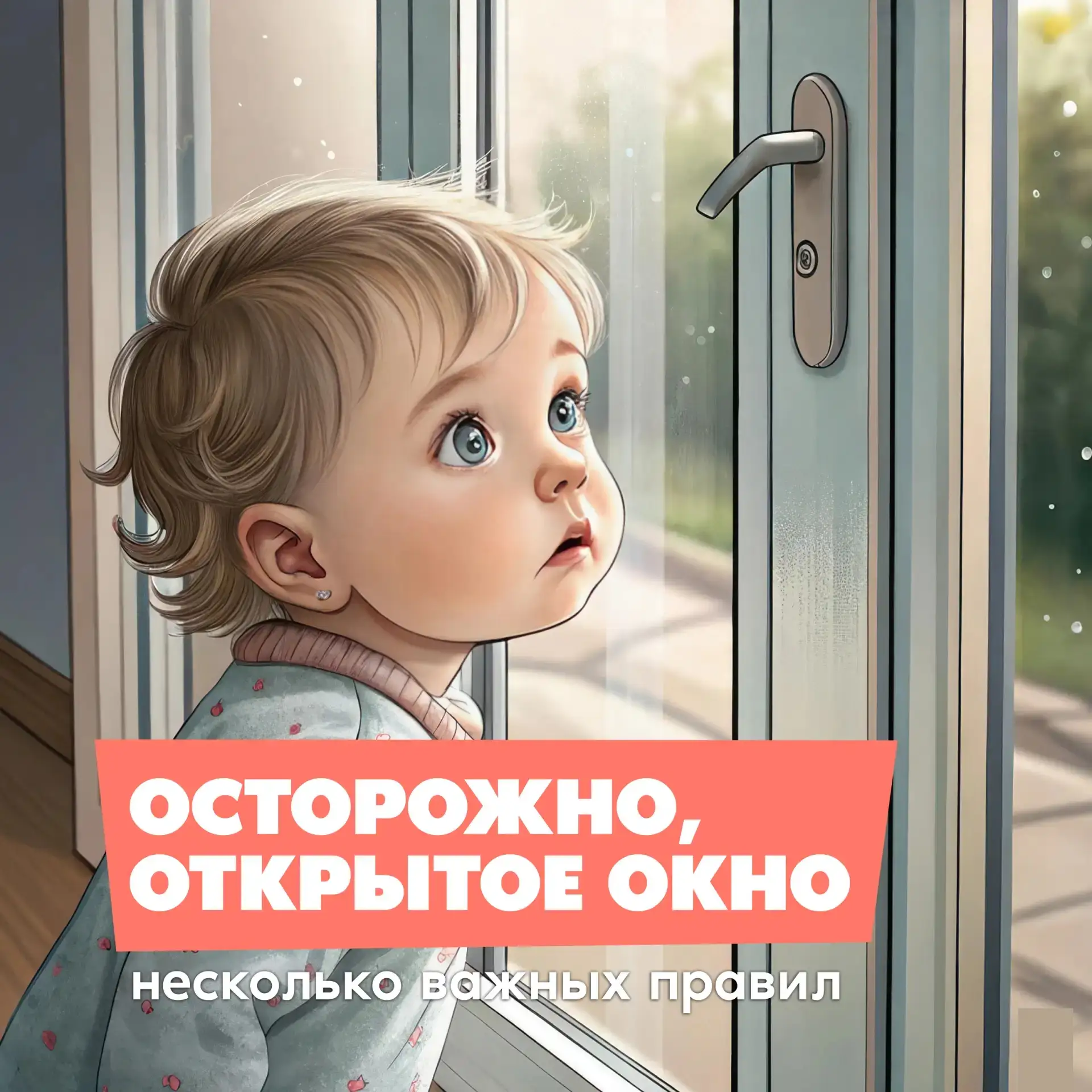 ⚠️ Окна детям не игрушка!

Малыши любопытны и не всегда понимают опасность! Окно для них – это целый
