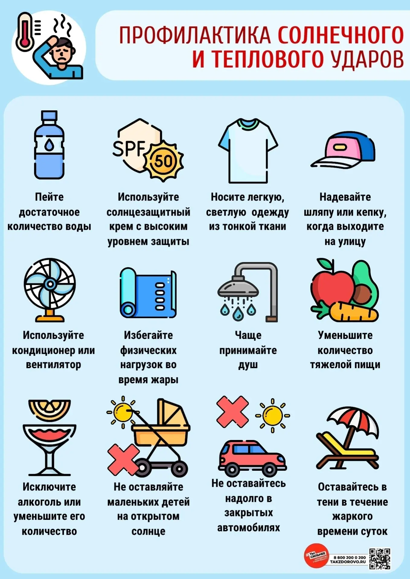 Как пережить жару и не получить солнечный удар: простые правила безопасности 
Лето радует солнцем, н