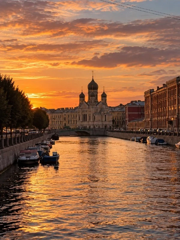 Пылающий закат над каналом Грибоедова — неповторимые краски вечера 🌅
