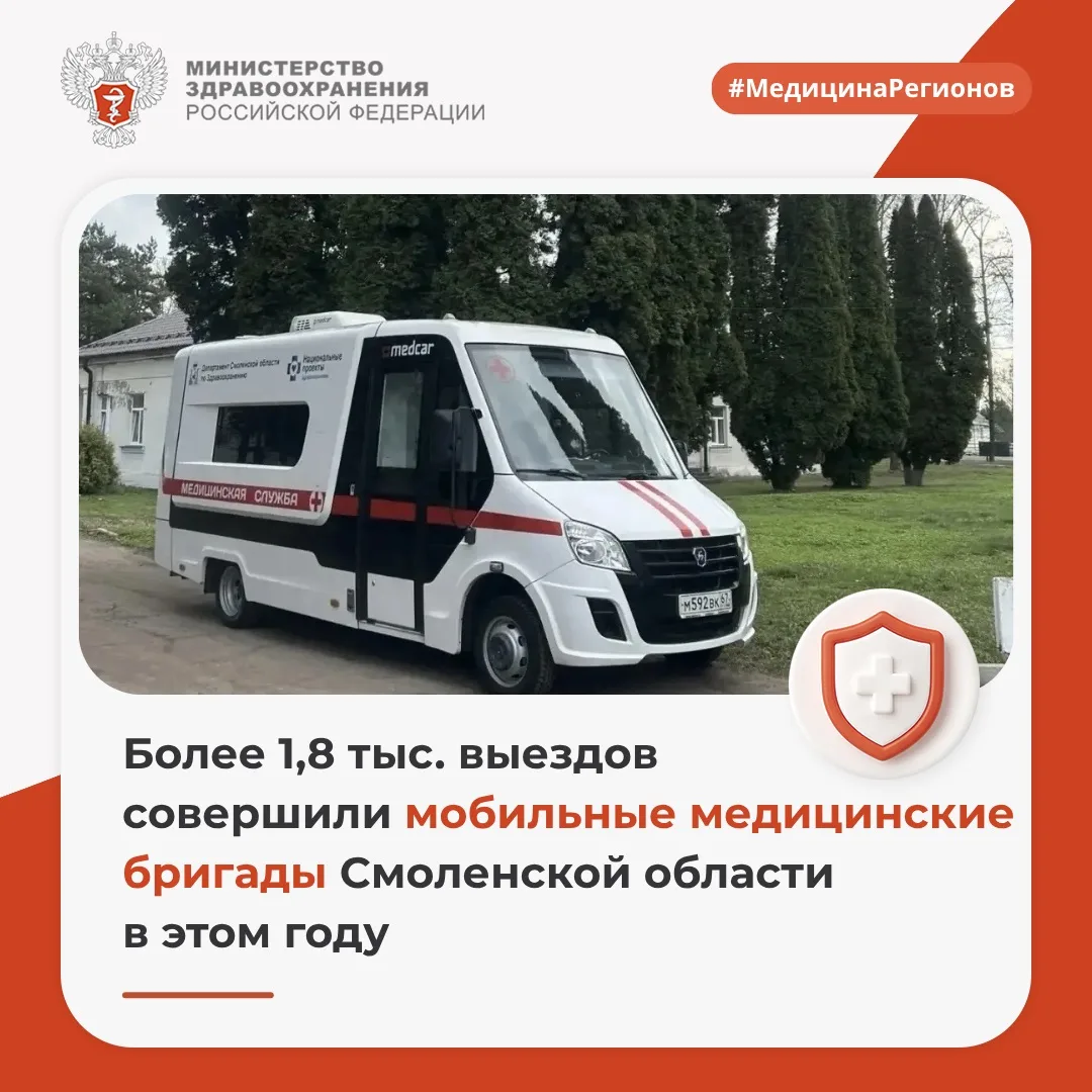 🚑 Более 1,8 тыс. выездов совершили мобильные медицинские бригады Смоленской области в этом году 

З