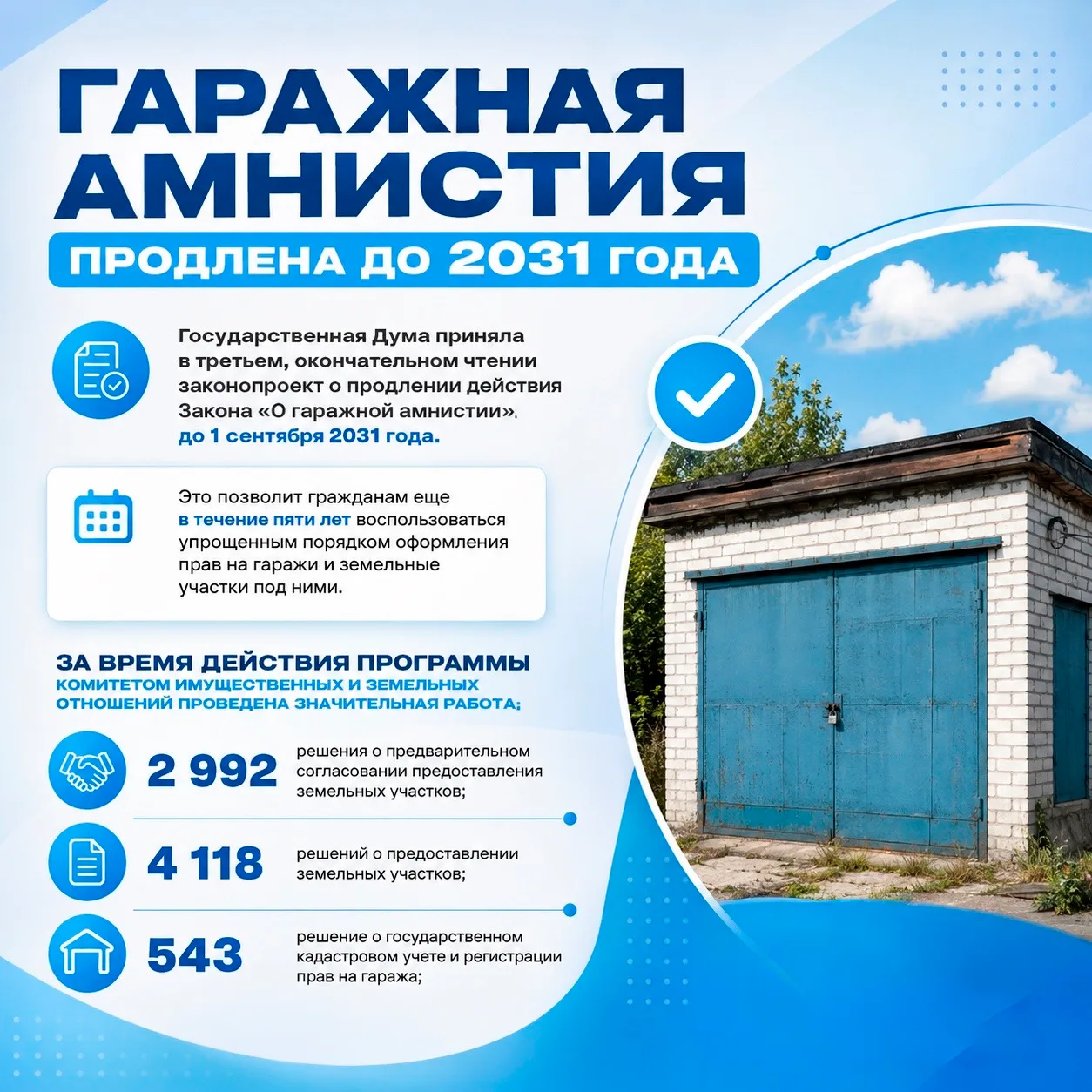 🏠 «Гаражная амнистия» продлена до 2031 года
