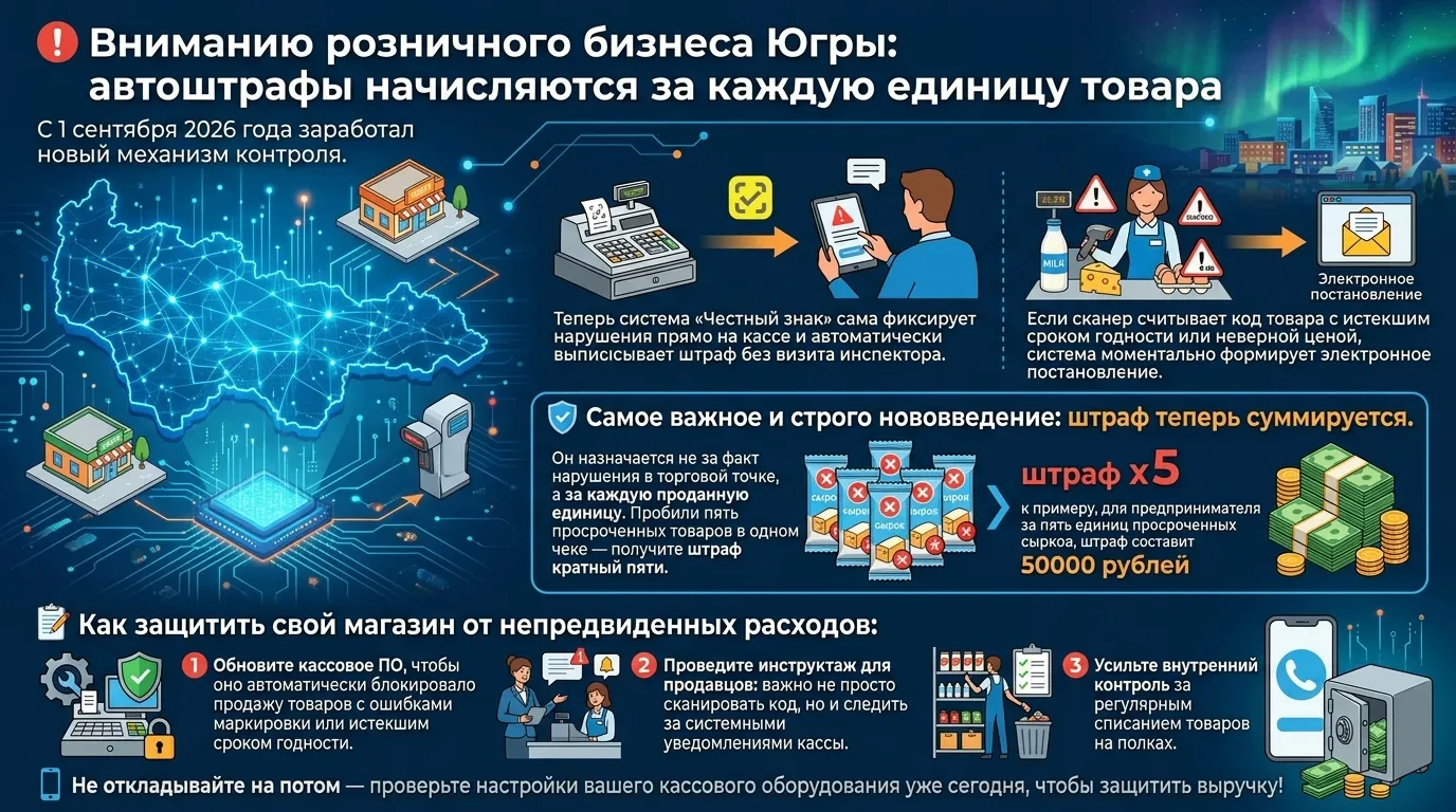 ❗ Вниманию розничного бизнеса Югры: автоштрафы начисляются за каждую единицу товара