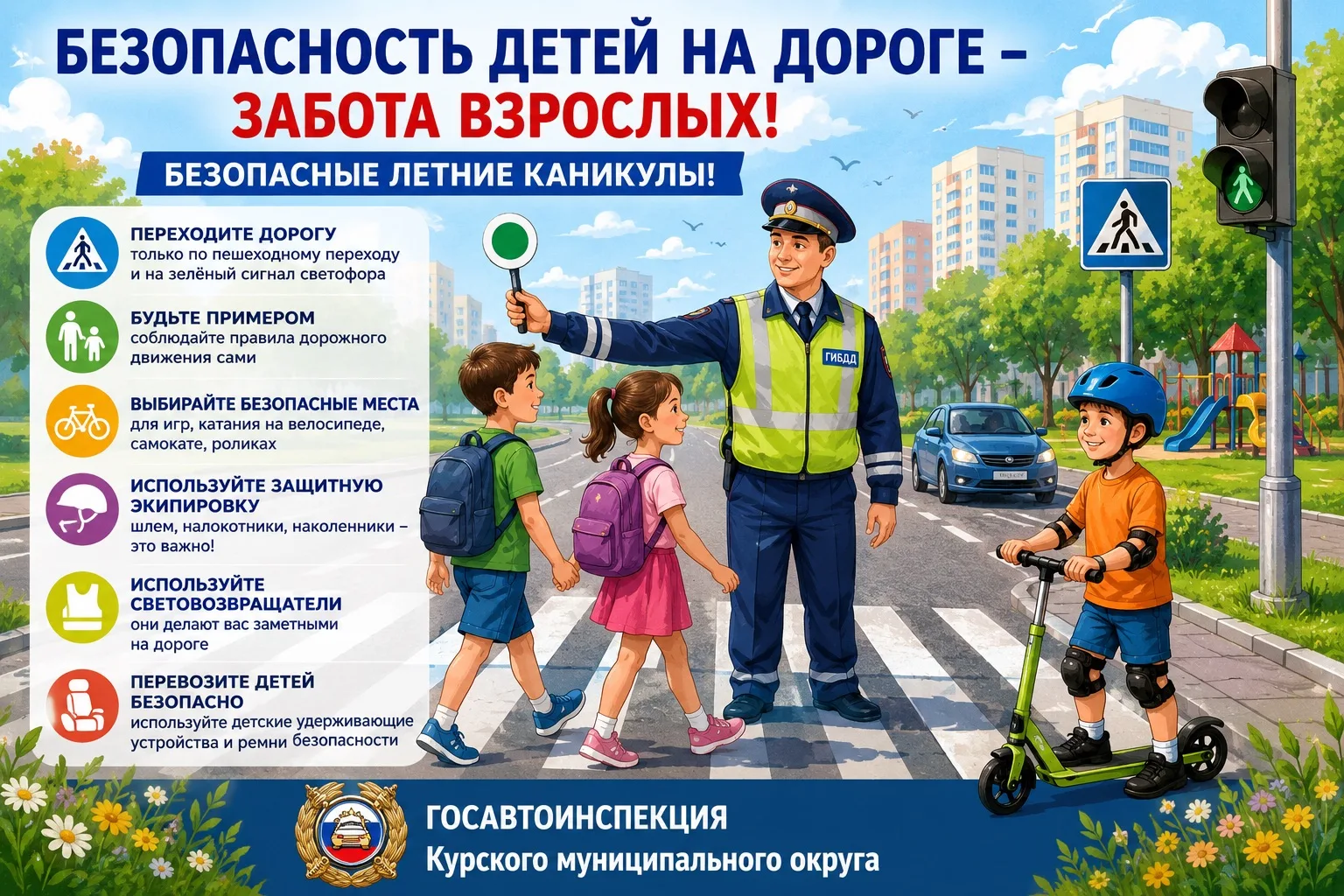 📜ПАМЯТКА РОДИТЕЛЯМ о безопасности дорожного движения в период летних каникул