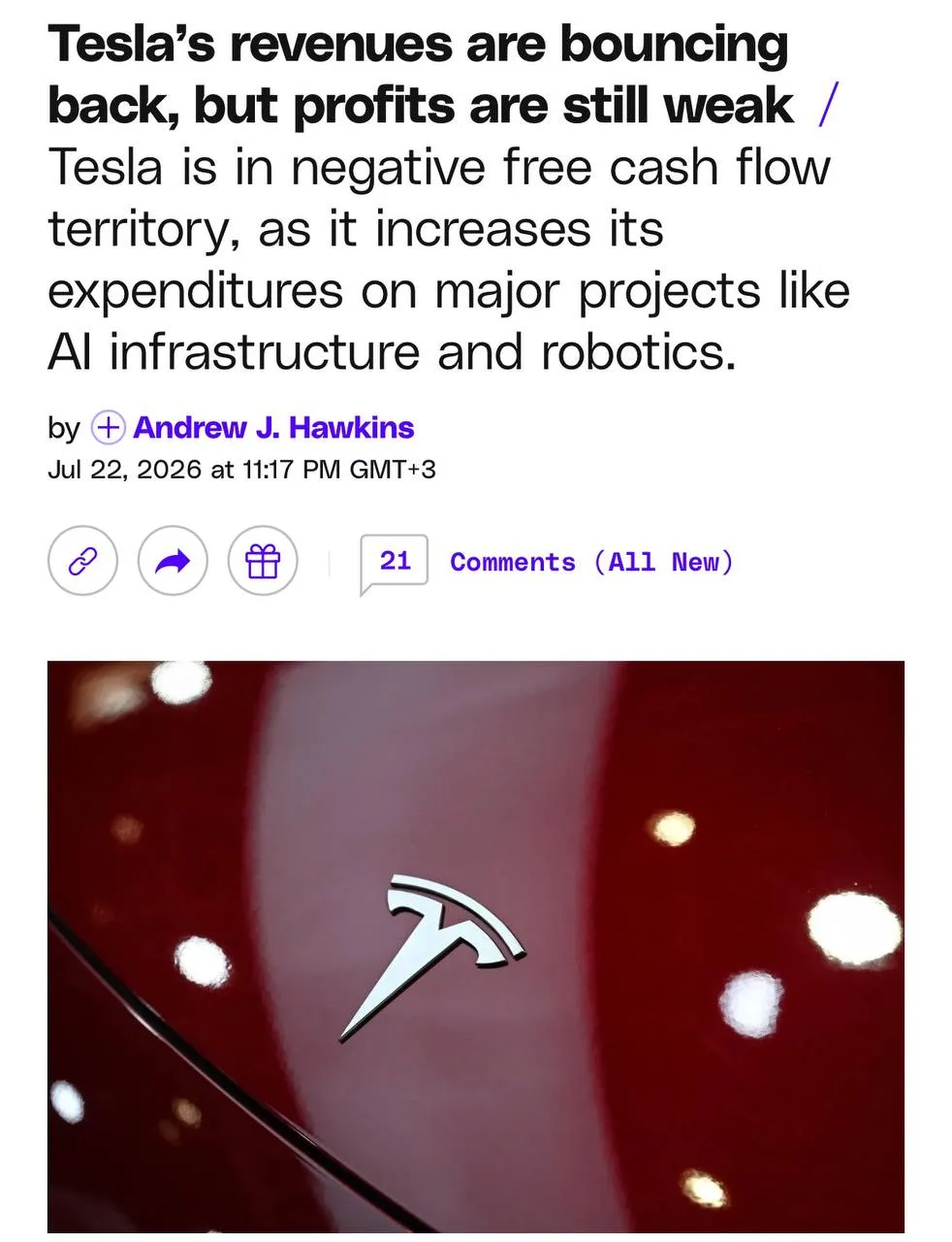 Tesla снова на подъеме, но прибыль пока не приносит. После двухлетнего падения продажи и выручка сто