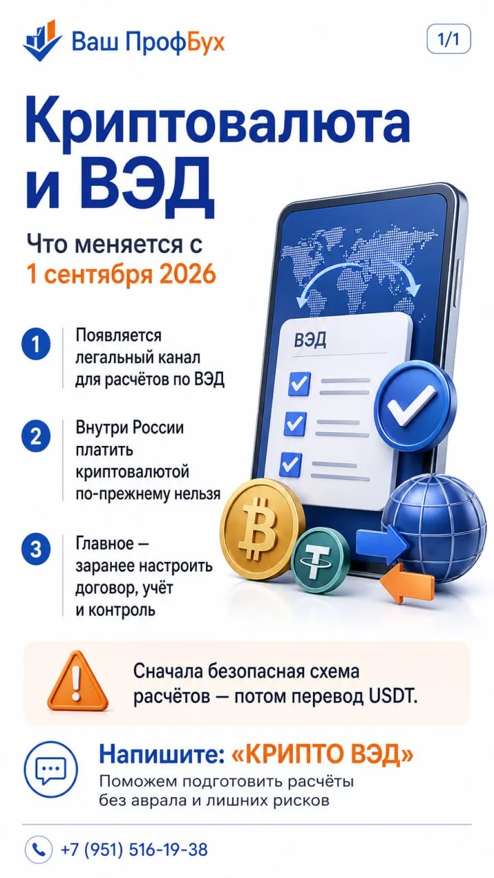 ⚡️ Криптовалюта выходит из «серой зоны». Что с 1 сентября меняется для ВЭД?