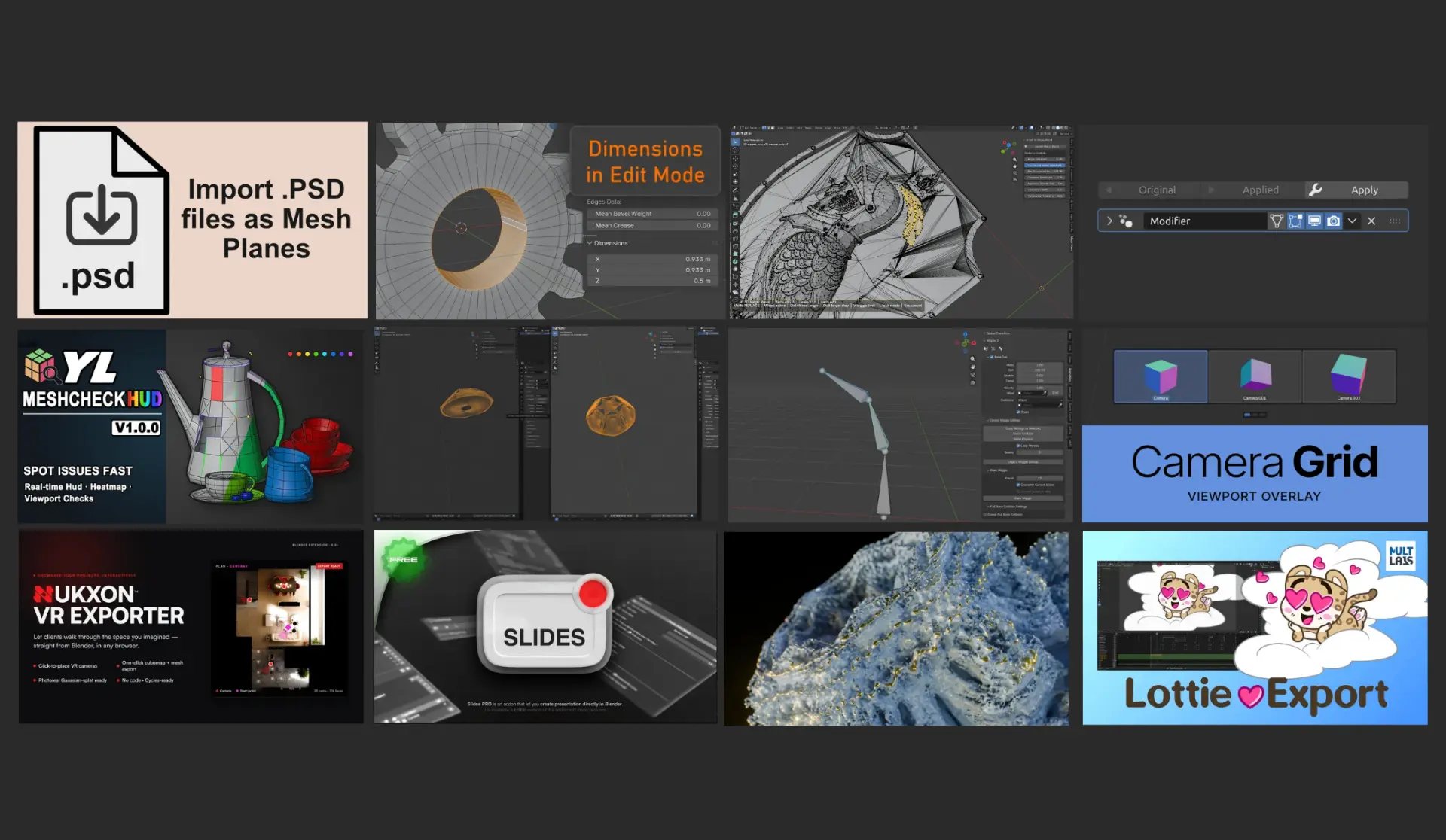 09.06.2026 - Бесплатные аддоны репозитория Blender

Import .PSD as Mesh Planes - https://extensions.