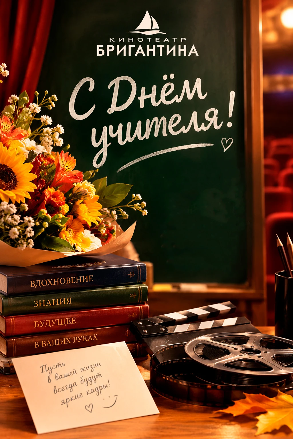 📖 Дорогие педагоги! Коллектив кинотеатра «Бригантина» от всей души поздравляет вас с Д...