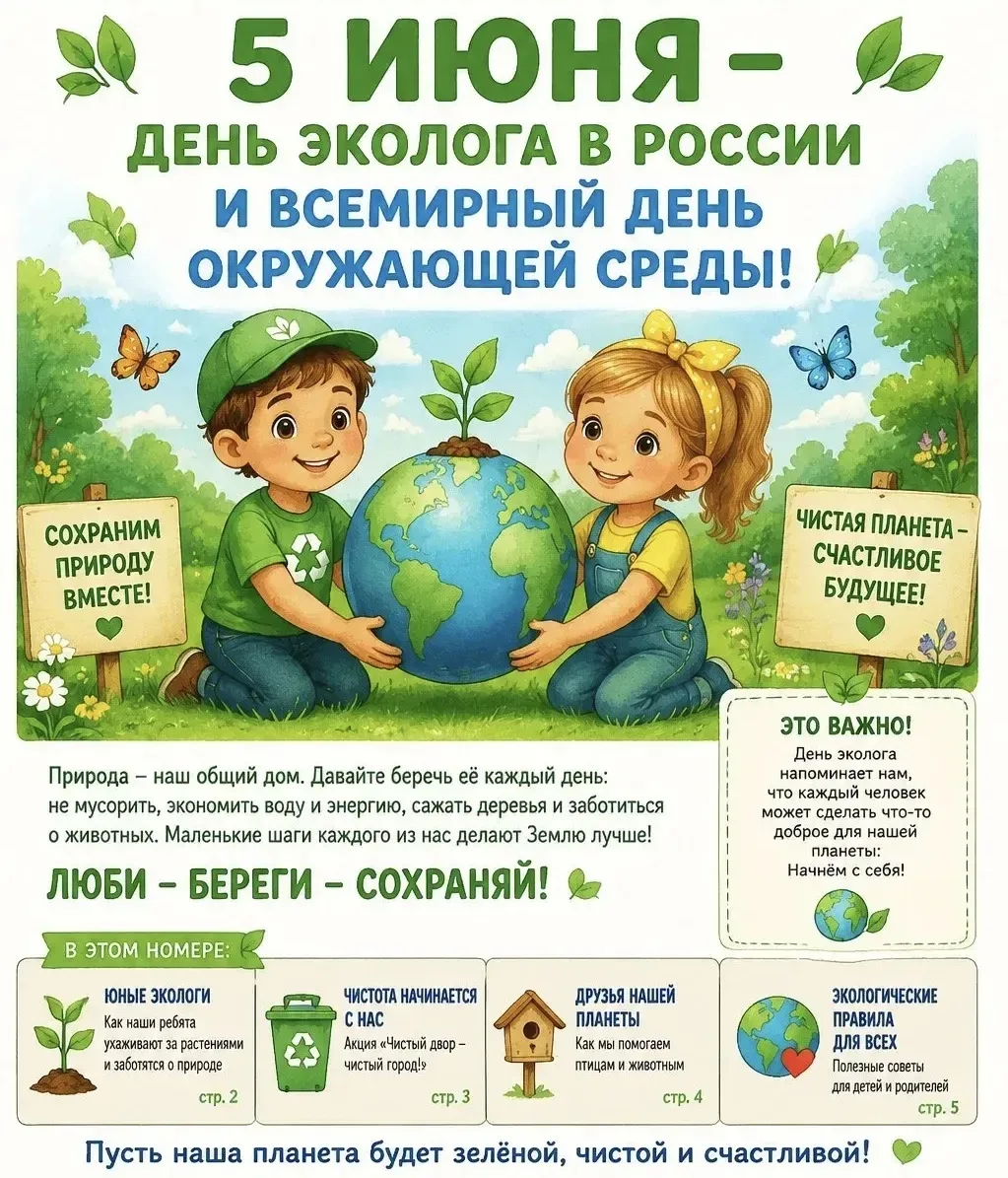 🌍 5 июня – Всемирный день окружающей среды! 🍃 

Сегодня наши маленькие экологи задумались над важн