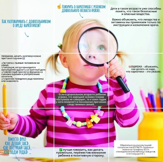 КАК РАЗГОВАРИВАТЬ С ДОШКОЛЬНИКОМ О ВРЕДЕ НАРКОТИКОВ ?
Говорить о наркотиках с ребенком дошкольного в