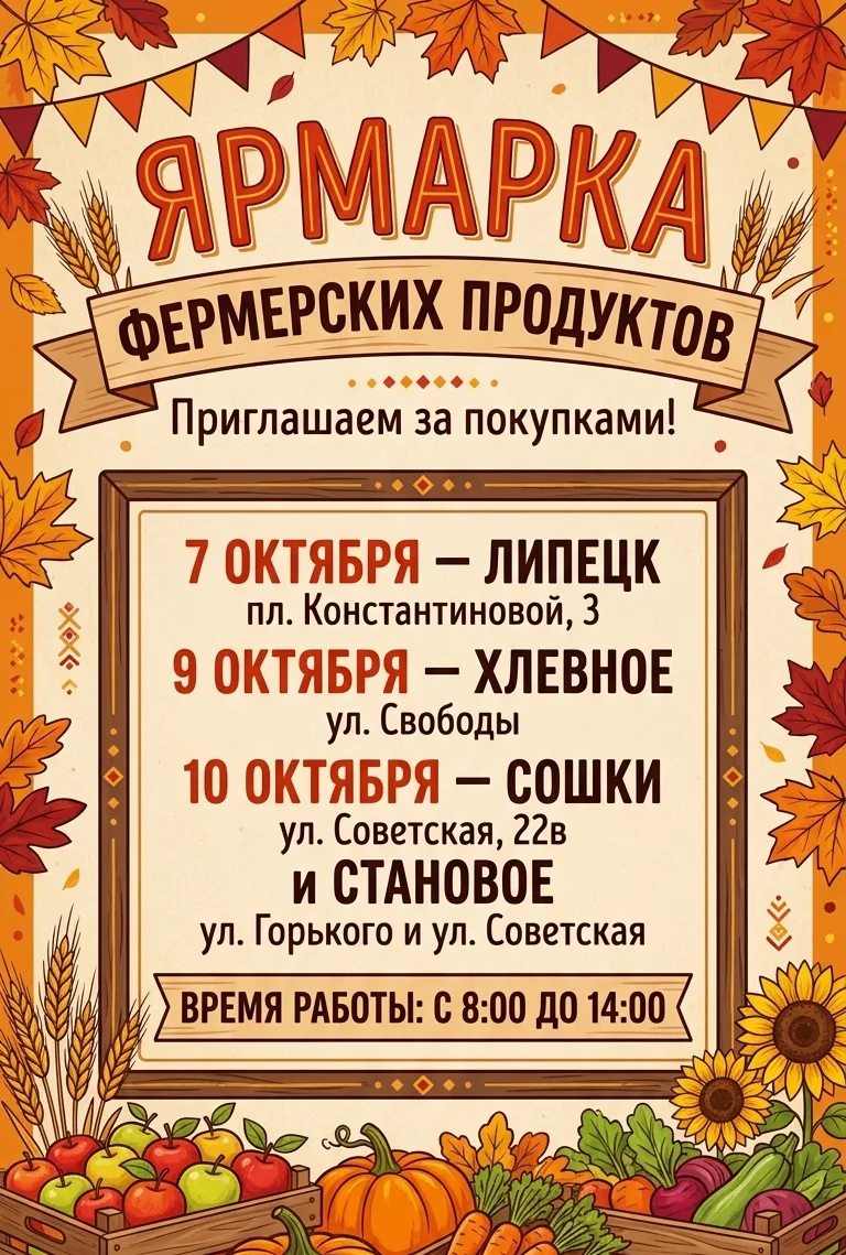 Свежее мясо, домашние колбасы, овощи и фрукты — всё это ждёт на ярмарках ЛО с 7 по 10 о...