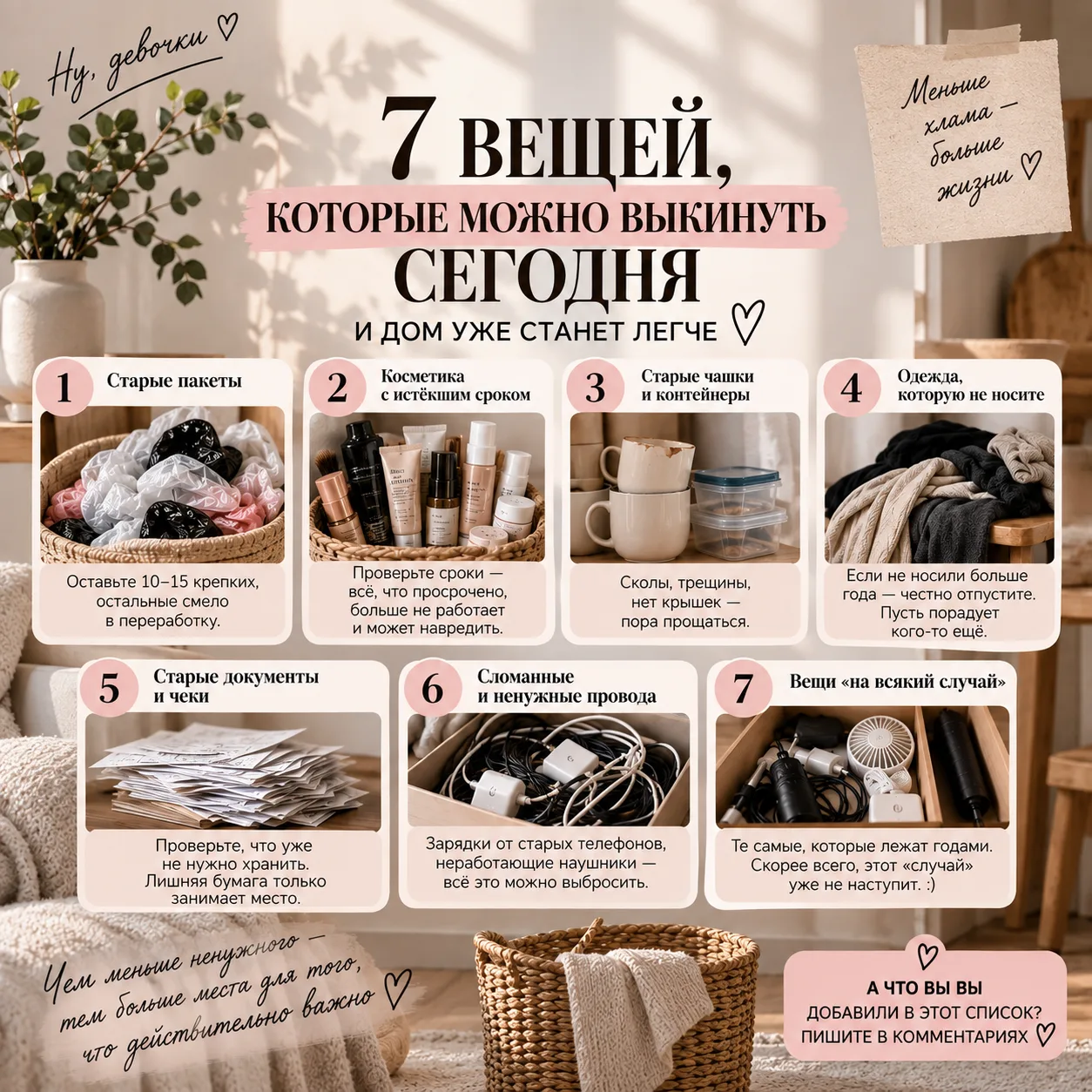 7 вещей, от которых можно избавиться сегодня — и куда их деть ♻️