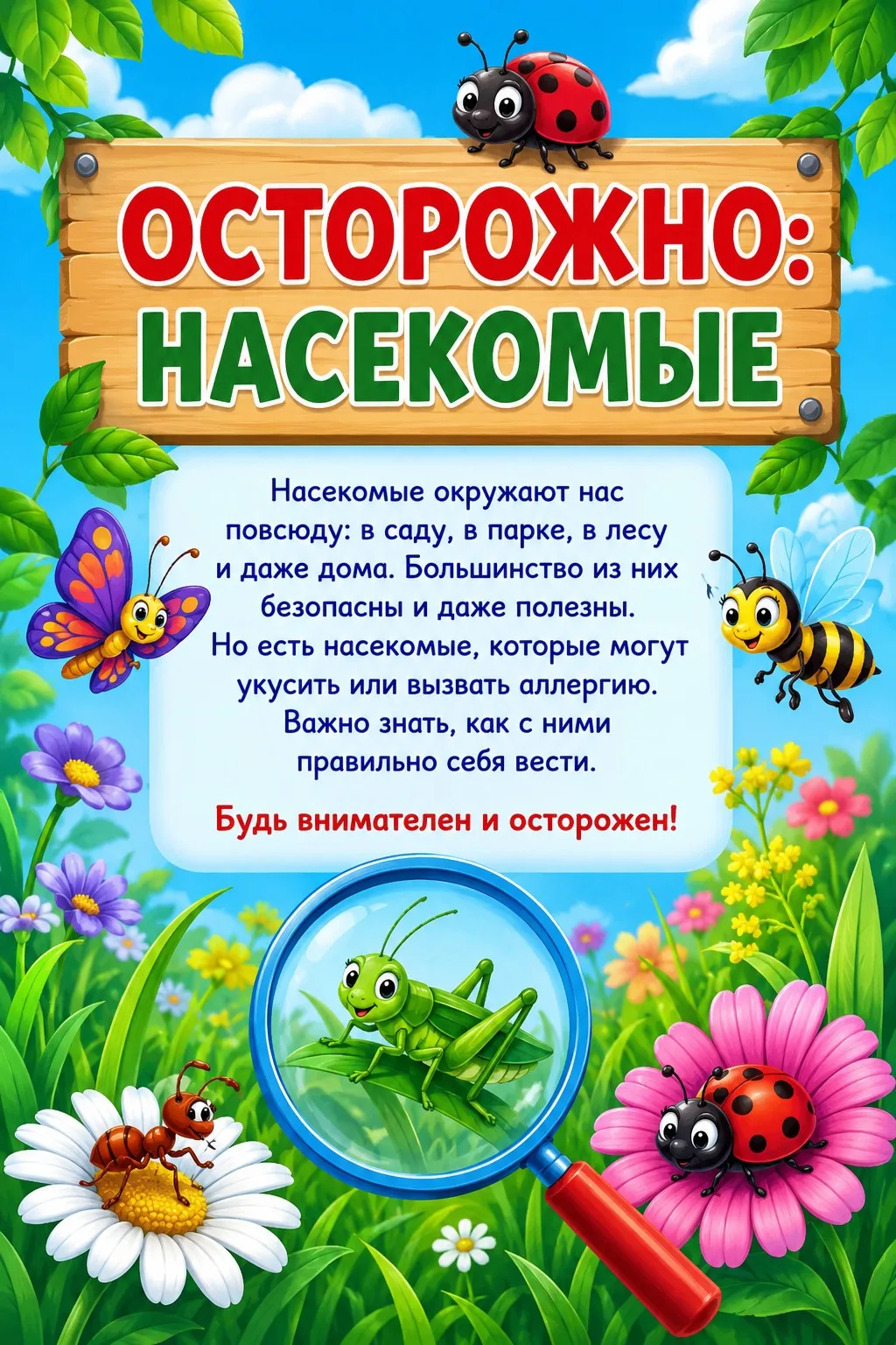 🐝 «Осторожно: насекомые» — информационные листы для детей