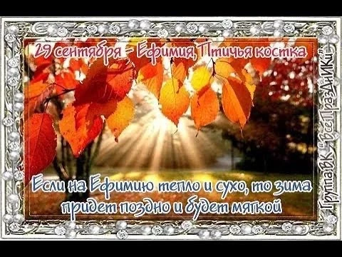 🍂 29 сентября — Ефимия, Птичья костка