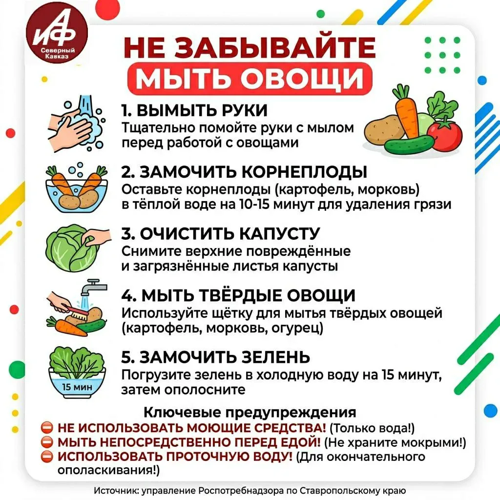 Роспотребнадзор по Ставрополью рассказывает, как правильно мыть овощи