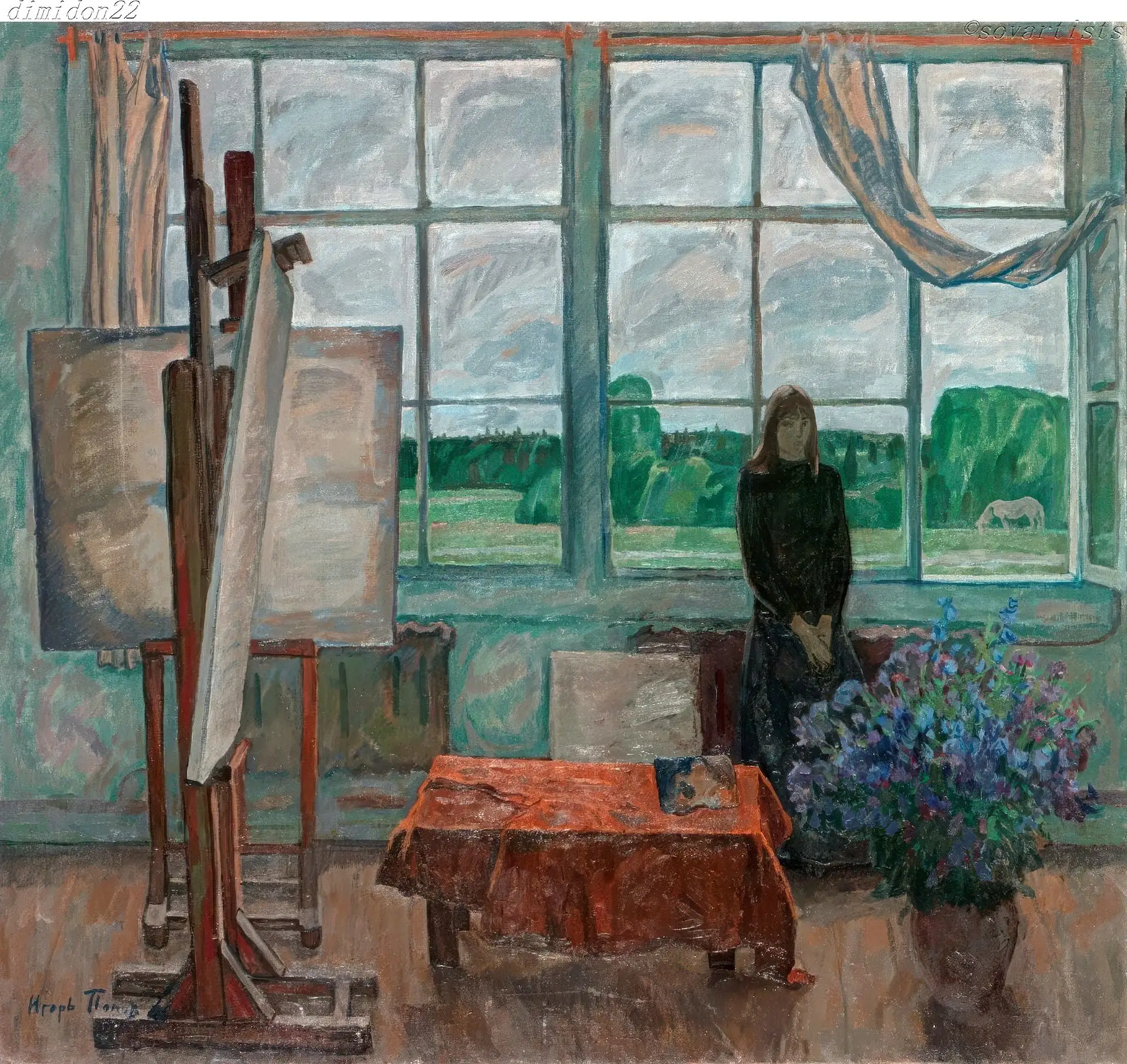 Попов Игорь Александрович (16.10.1927, Харьков - 1999, Москва). «Опять дожди». 1972 год. Холст, масл