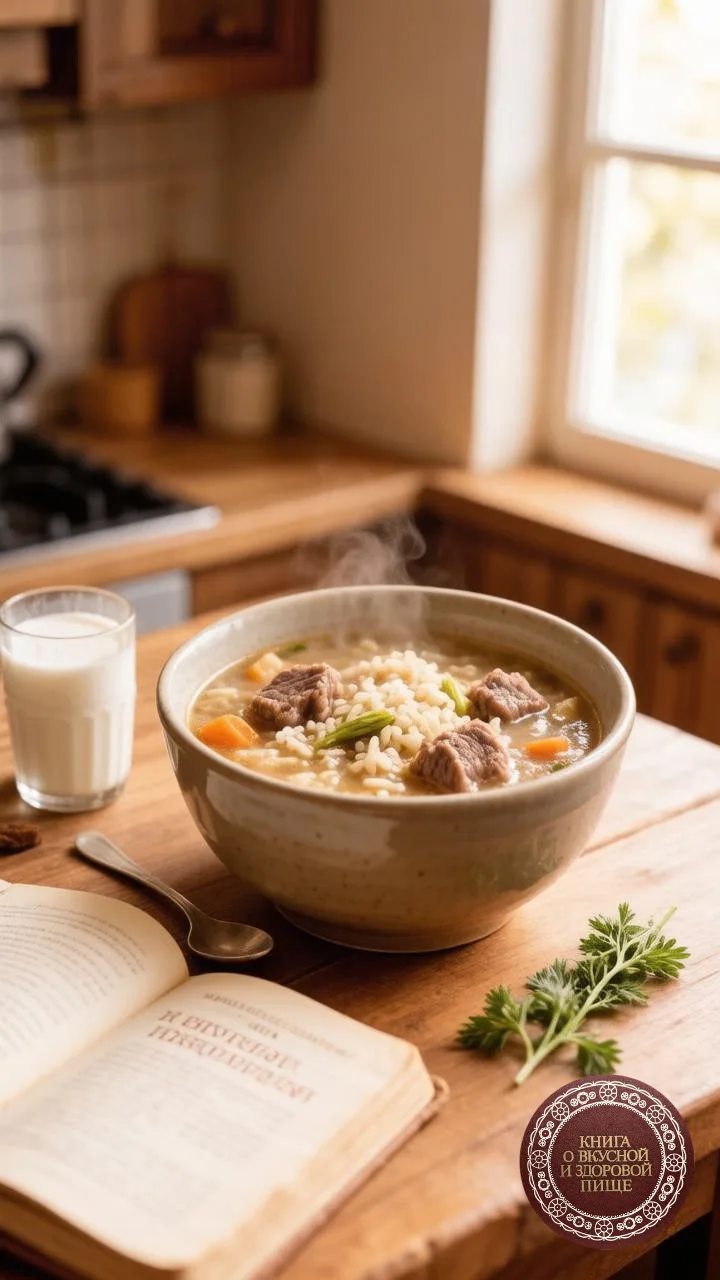 Суп из баранины с овощами и рисом

В книге «О вкусной и здоровой пище» очень много  неожиданных реце