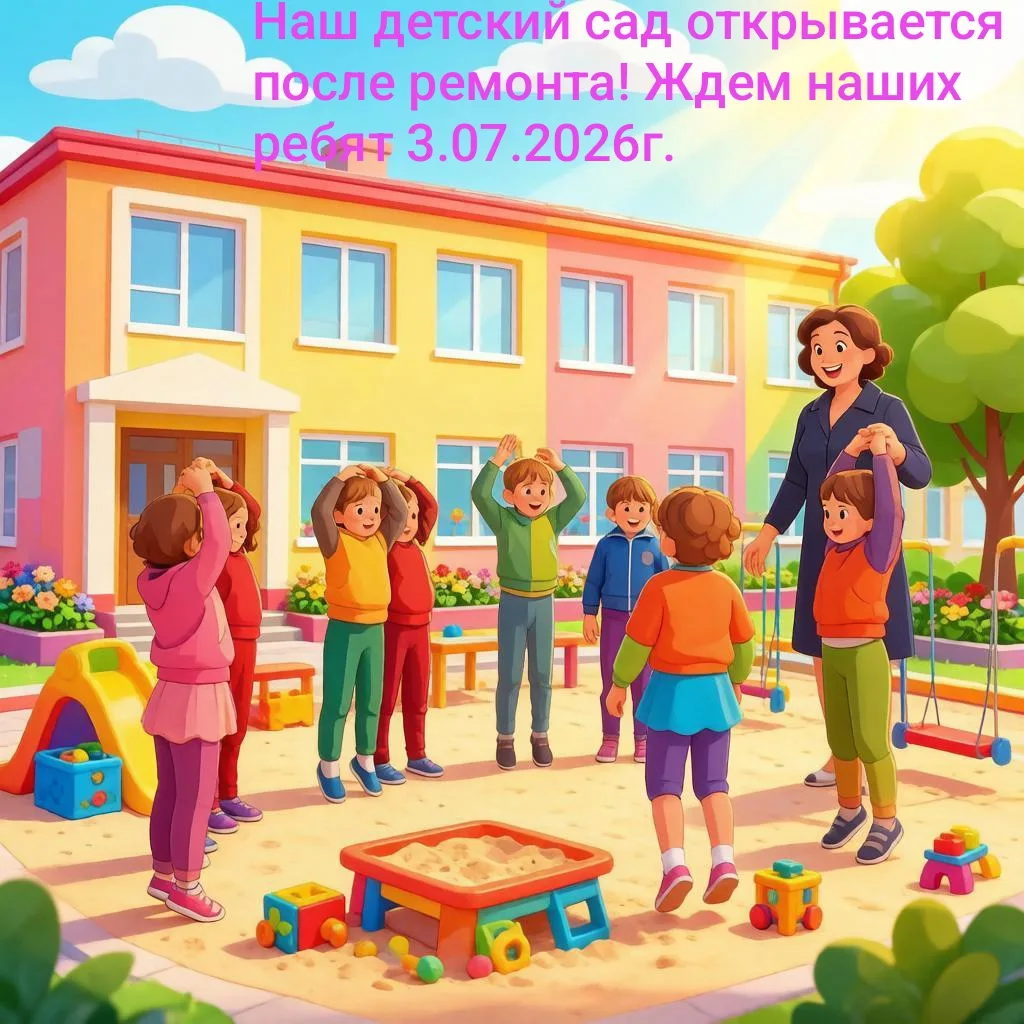 Уважаемые родители! Наш детский сад возобновляет свою работу после ремонта.
Мы ждём вас и ваших малы
