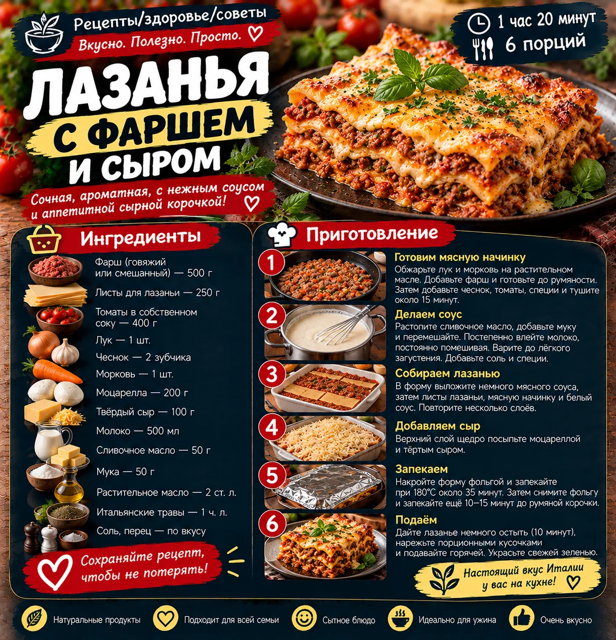 🧀 ЛАЗАНЬЯ С ФАРШЕМ И СЫРОМ