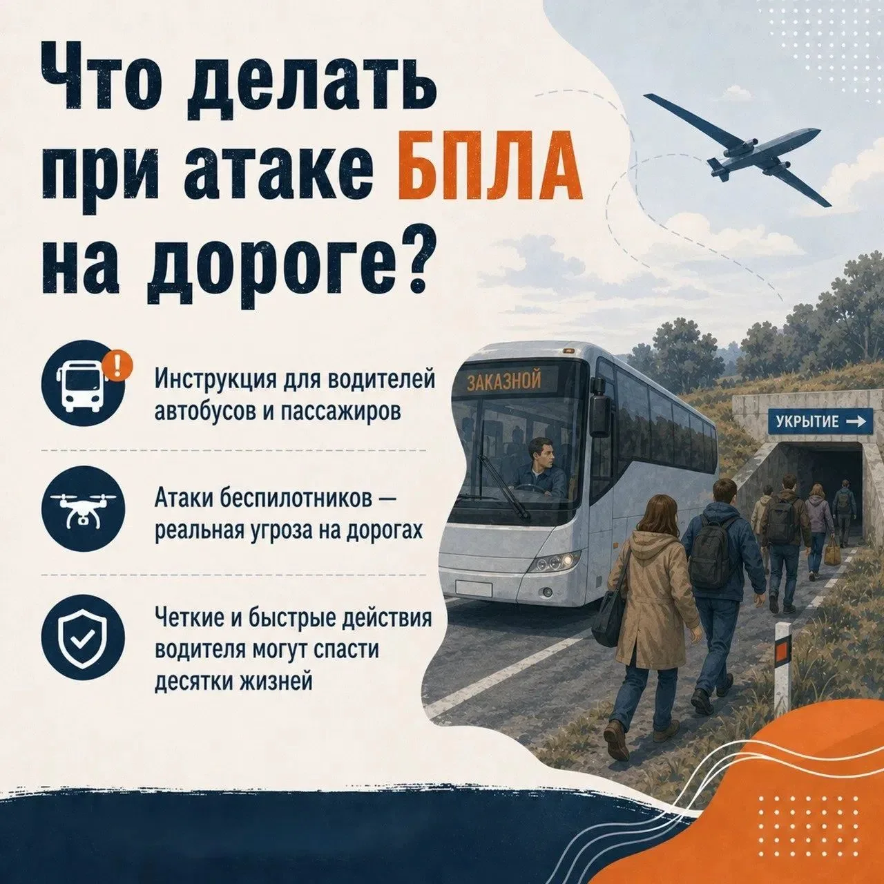 Как вести себя при атаке БПЛА на транспорт? 
 
Угроза с воздуха стала реальностью для наших дорог. В