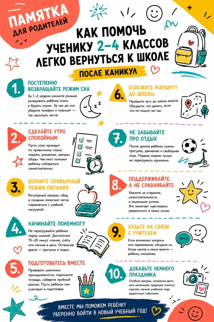 💥Памятка для родителей учеников 2-4 классов.
