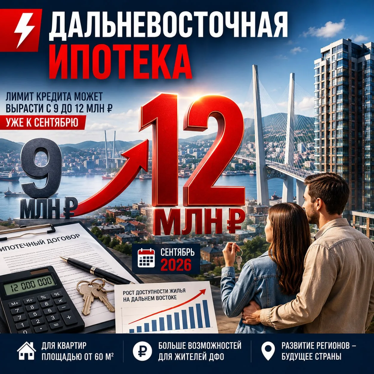 ⚡️ Сумма кредита по дальневосточной ипотеке может вырасти до 12 млн руб в сентябре