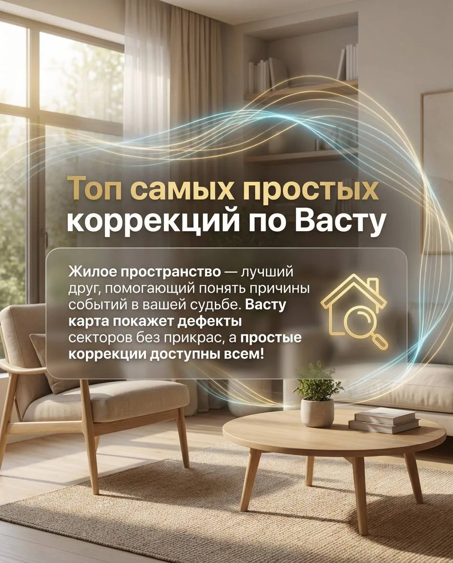 Немного о простых коррекциях 

Топ самых простых коррекций по Васту. 

Жилое пространство — самый лу