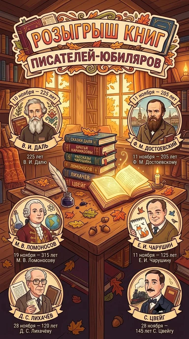 РОЗЫГРЫШ КНИГ ПИСАТЕЛЕЙ-ЮБИЛЯРОВ