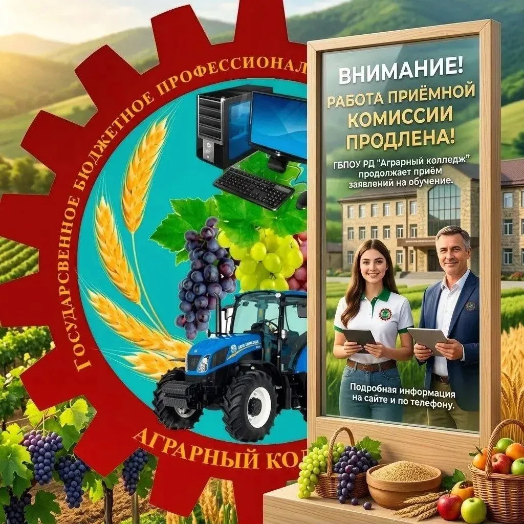 🎓🚜 Подведомственный Минсельхозпроду РД «Аграрный колледж» продлевает прием документов...