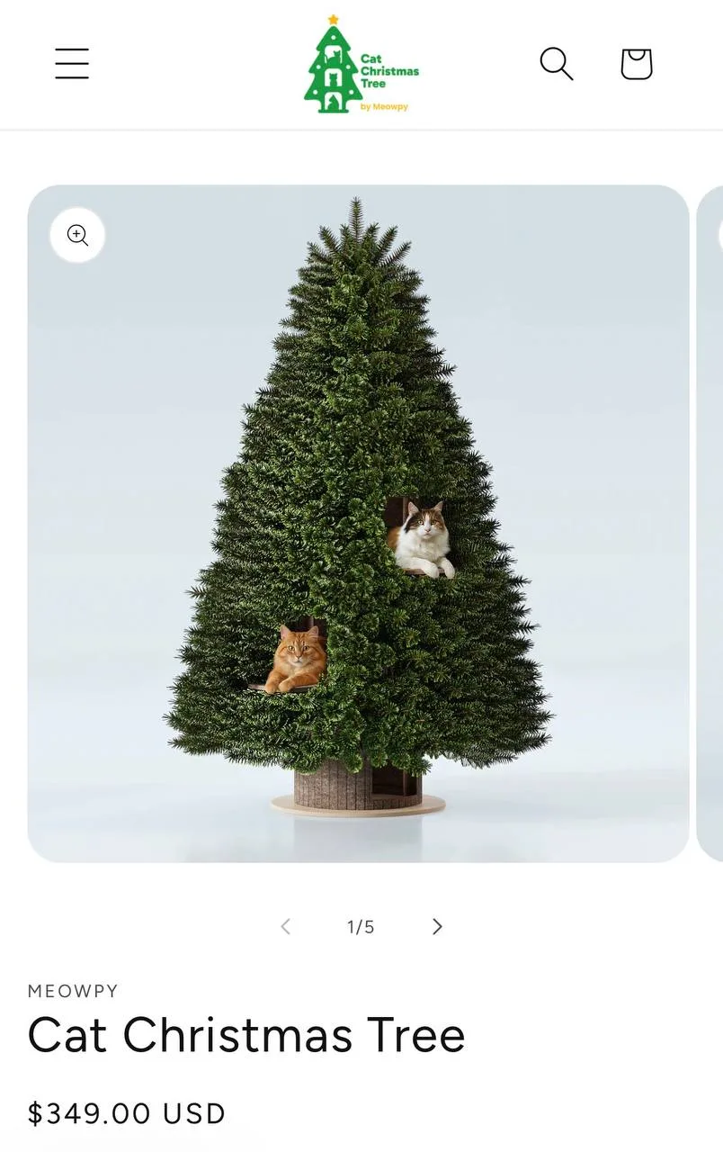 🎄 Новогодняя елка ДЛЯ КОТОВ сейчас хайпует в соцсетях — это главный тренд среди кошатников  Компания