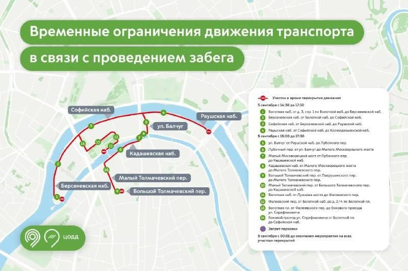 🚧 Часть центра Москвы перекроют 5 сентября из-за забега «Музейная миля»