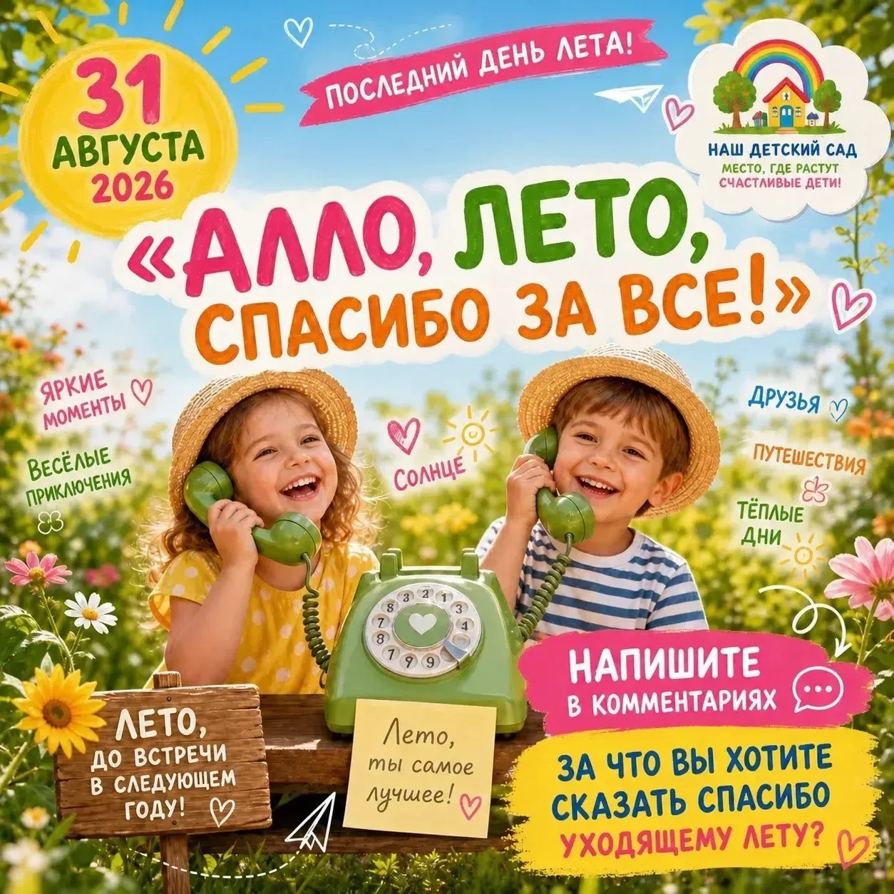 ☀️🌈Сегодня последний день лета — 31 августа 2026 года. И да, это официально повод грус...