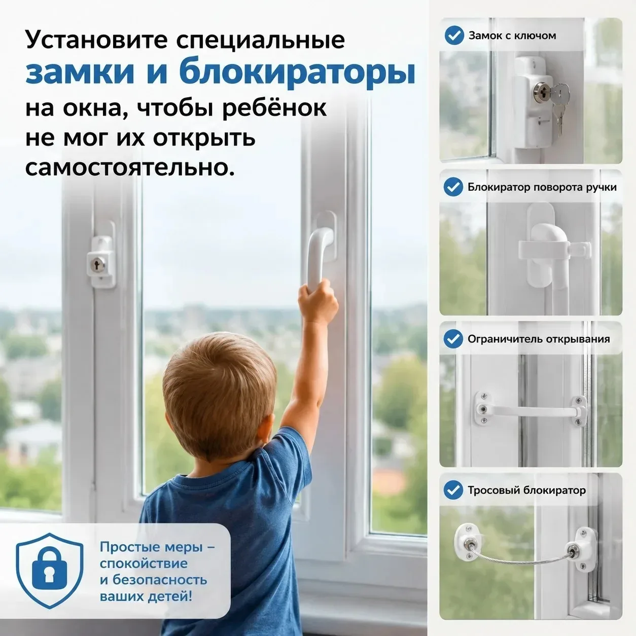 Уважаемые родители! В жаркую погоду важно защитить маленьких детей от выпадения из окон!!