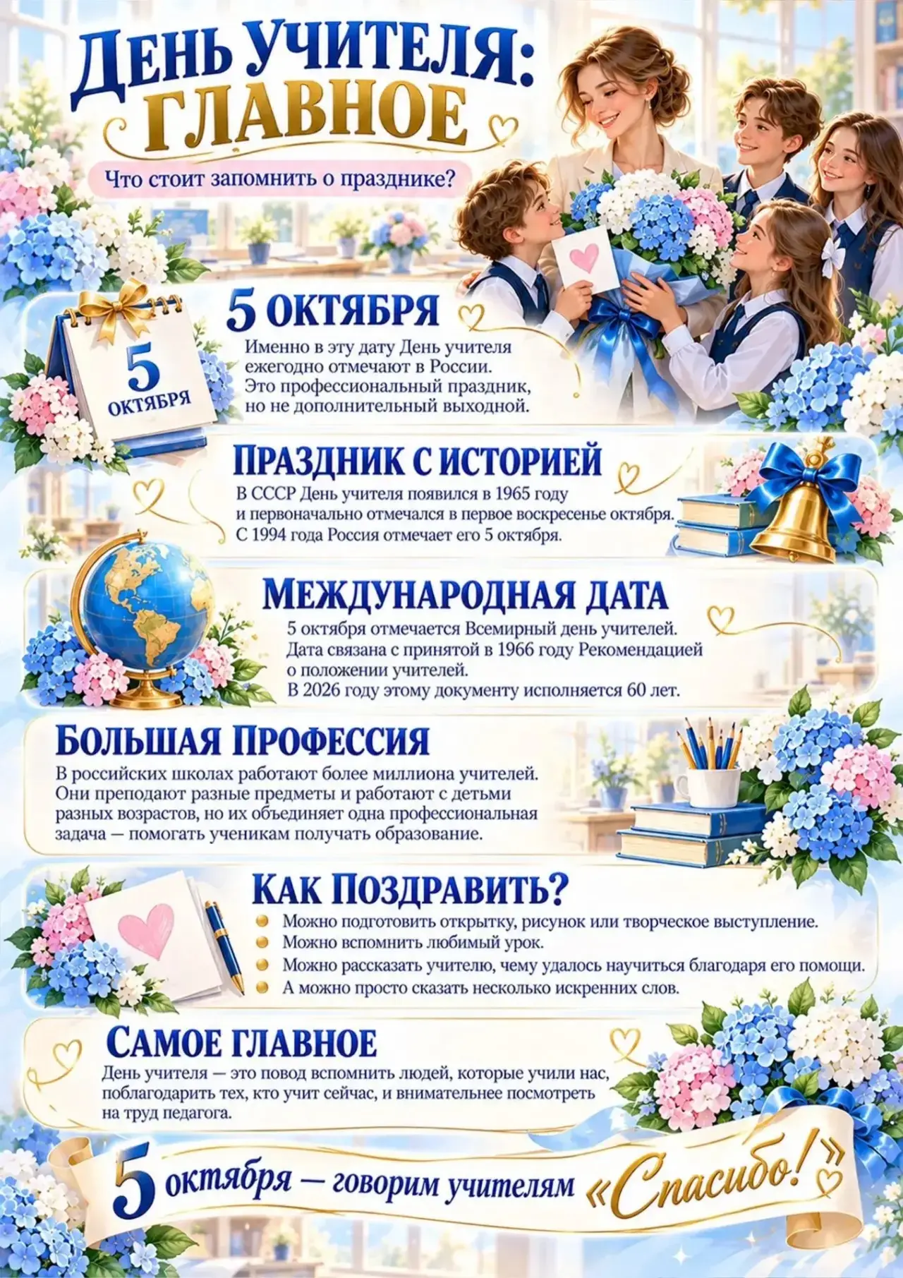 🌸📚 День учителя: история и традиции праздника! 🍎💐