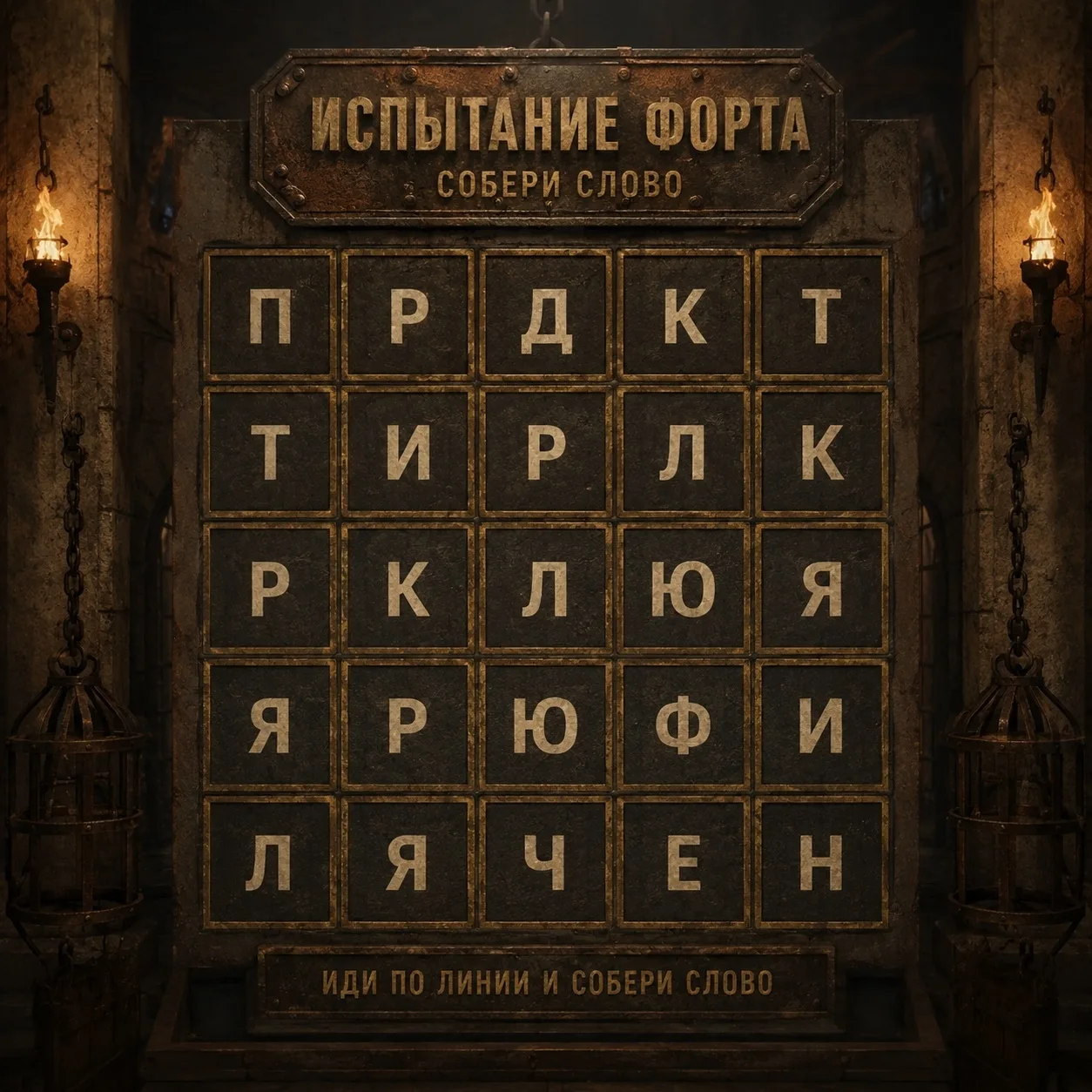 🗝️ Испытание Форта начинается…

Перед тобой поле с буквами.
Где-то здесь спрятано слово.
Но всё не 