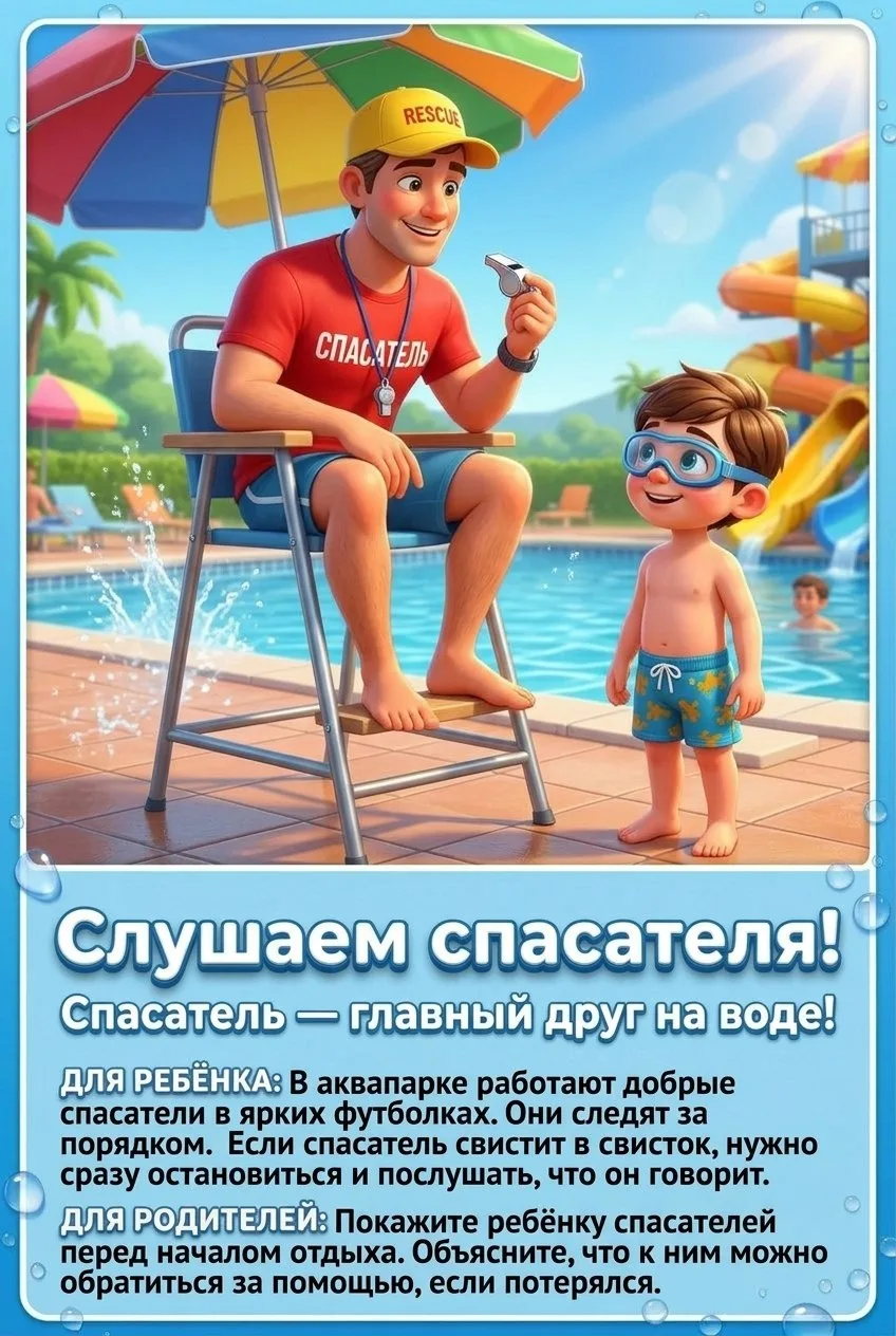 🌊 Безопасность в аквапарке: памятка для родителей дошкольников.
