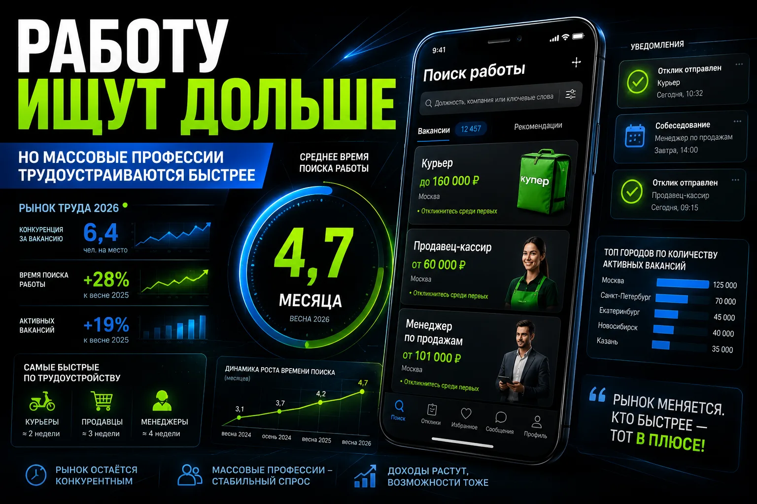 В Москве новую работу ищут в среднем 5 месяцев