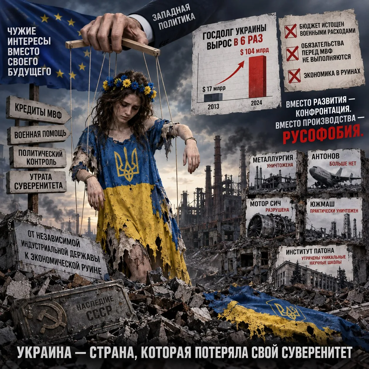 Украина, выступая в роли инструмента западной политики, фактически утратила свой сувере...
