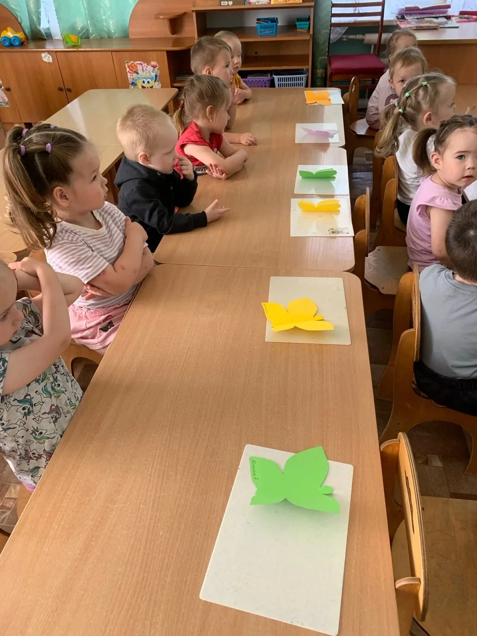 Лепка в младшей группе «Фантазеры»  на тему: «Бабочка- красавица»
Цель: учить детей скатывать малень