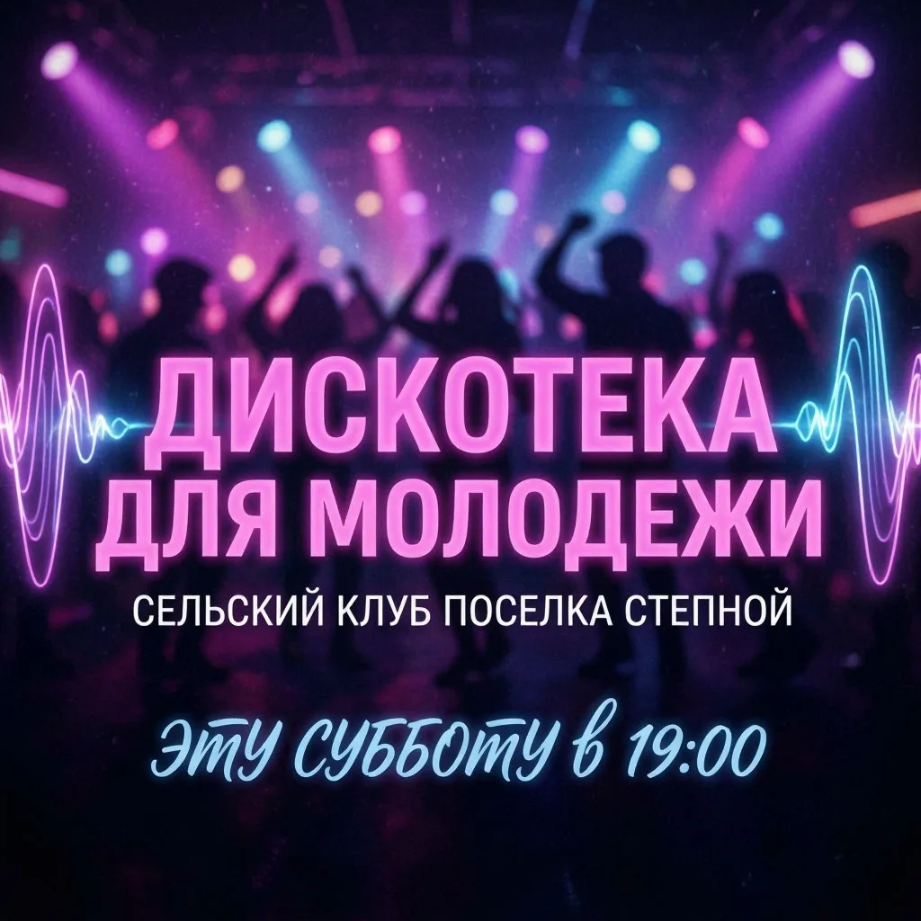 🎉 Дискотека для молодёжи — уже в эту субботу! 🎉