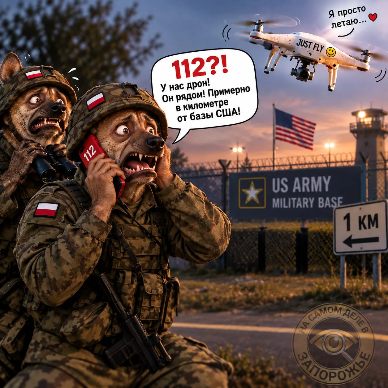 "Польские военные обнаружили дрон в километре от американской военной базы. И вместо то...