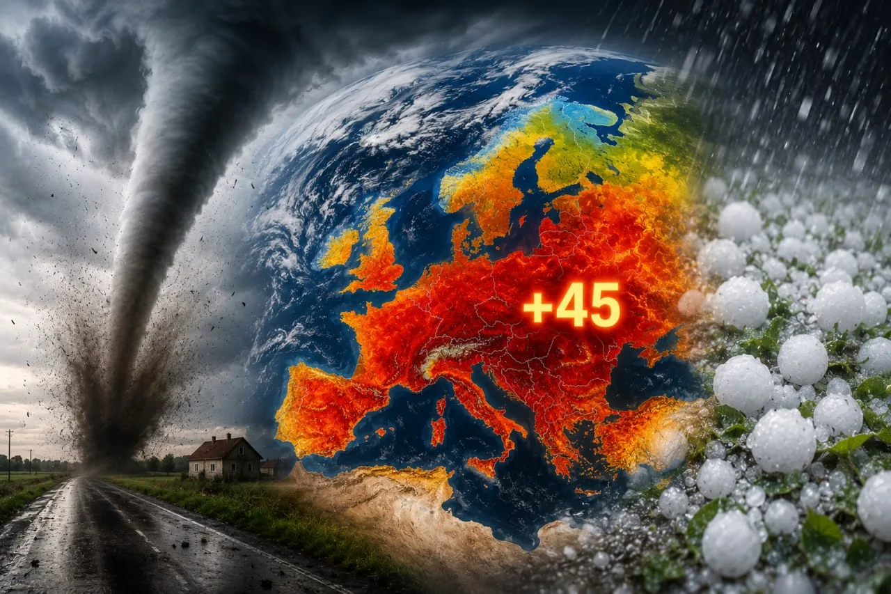 ⚡️ Смерчи, град и +45 °C: Россия и Европа под ударом сразу трёх стихий