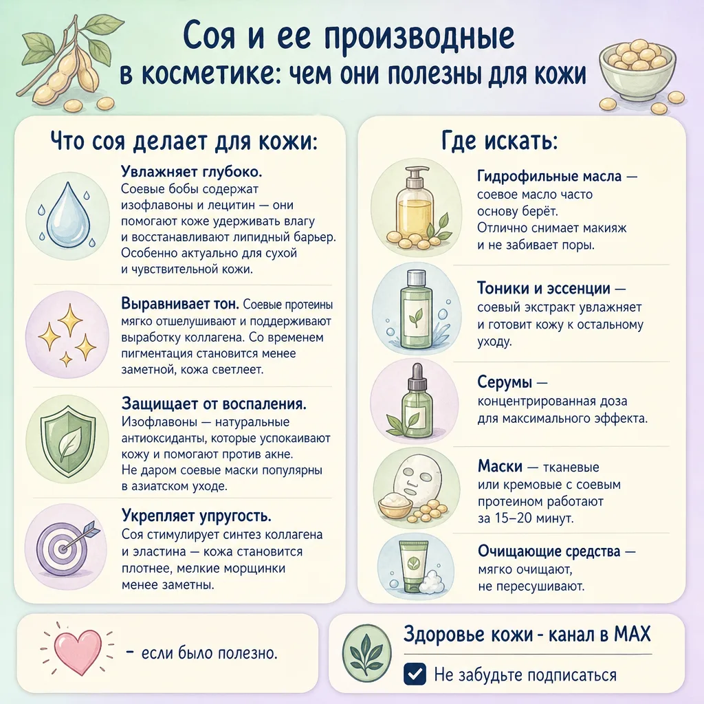 Соя и ее производные в косметике: чем они полезны для кожи?