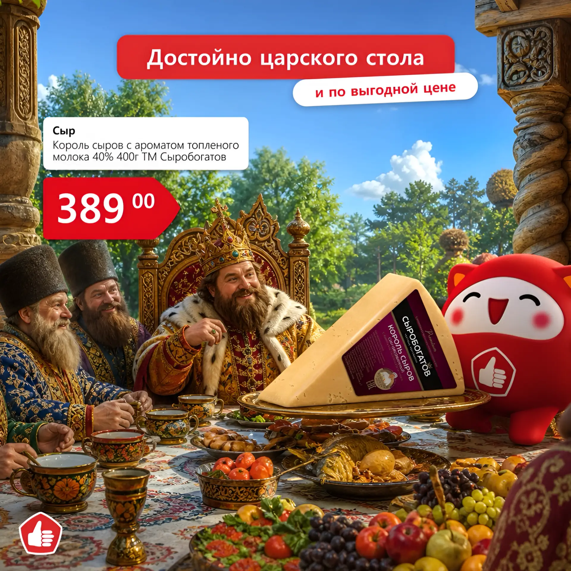 У царя Салтана пир грандиозный – стол ломится от угощений, а по гостям восторга не видно.  Смотрит Д
