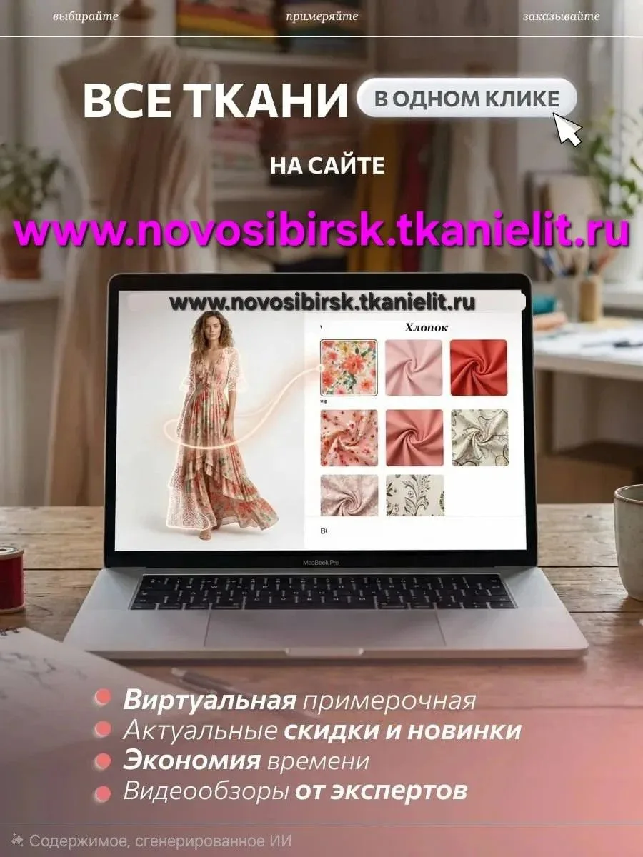 Всё самое интересное теперь ещё ближе ✨
На нашем сайте вы можете не просто выбрать ткань, а вдохнови