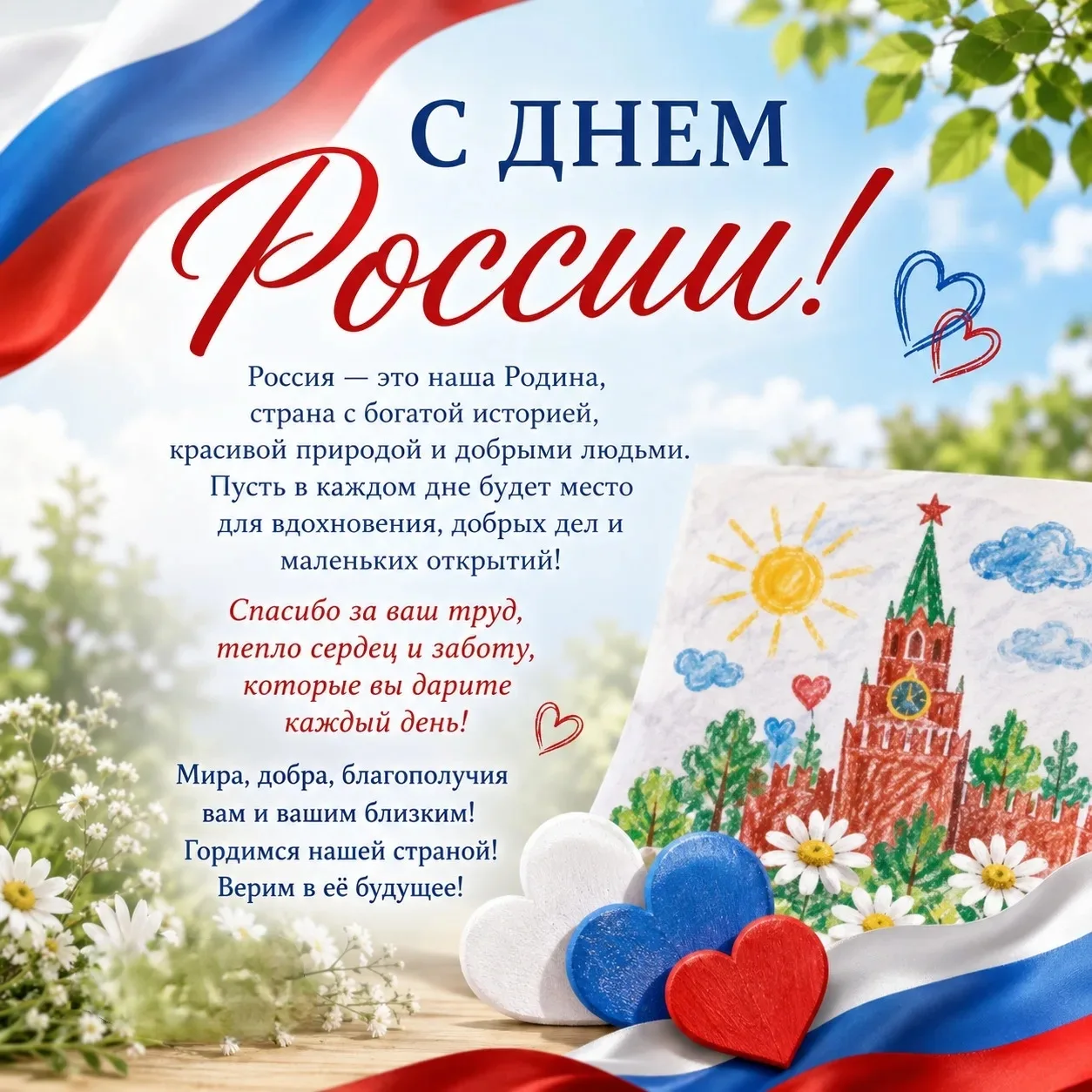 🇷🇺 С праздником! С Днем России! ❤️

Нет края на свете красивей,
Нет Родины в мире светлей!
Россия,