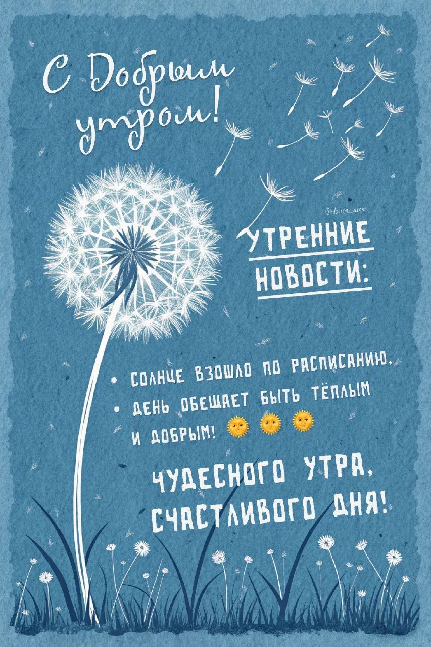 😊 Доброе утро! Просыпаемся и настраиваемся на хороший день! Пусть сегодня всё получается лучше, чем
